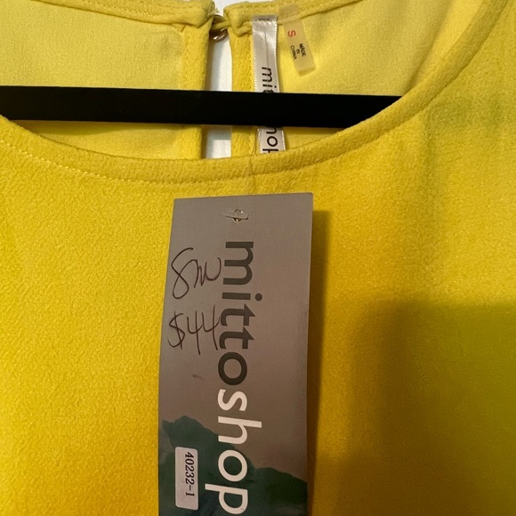 NWT yellow small sheath shirt dress boutique scalloped summer wedding - Picture 9 of 9